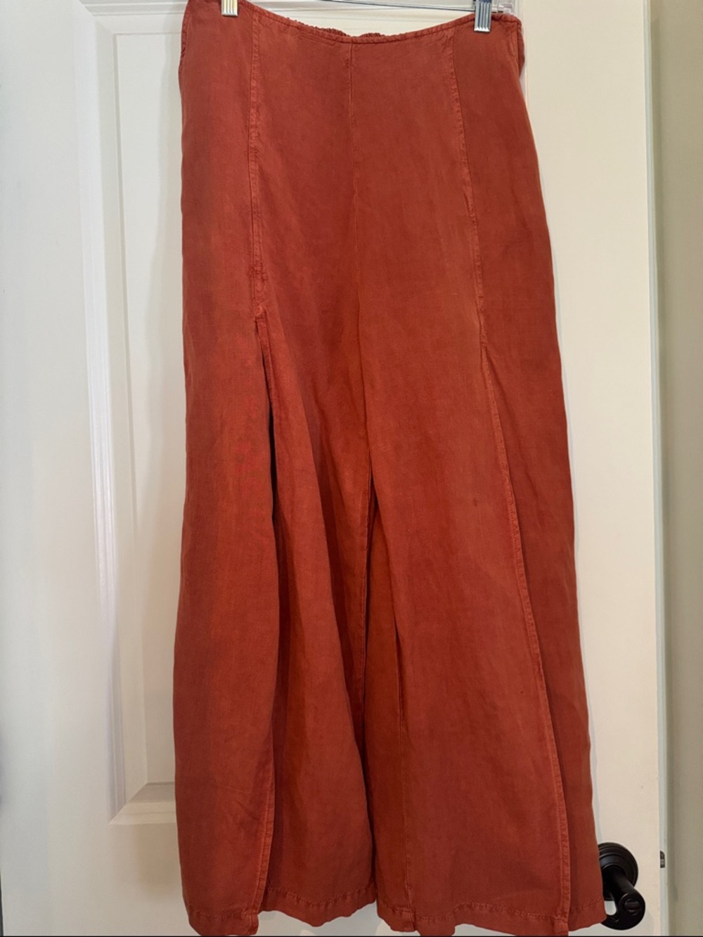 Flowy A-Line Midi Skirt in Rust Orange